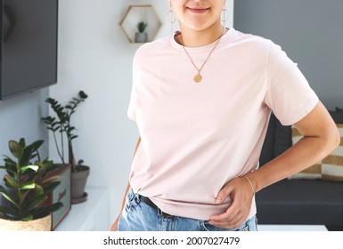 Woman wearing powdery color T-shirt Mock up. Bella Canvas Mockup. Mother's day shirt