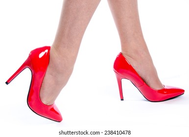 Woman Wearing Red High Heel Shoes Stock Photo (Edit Now) 238410145