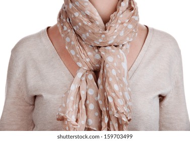 Woman wearing scarf close up