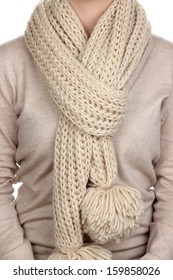 Woman wearing scarf close up