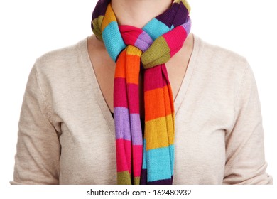 Woman wearing scarf close up