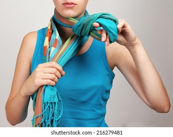 Woman Wearing Scarf Close Up