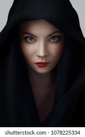 Woman Wearing Scarf Hood Beautiful Woman Stock Photo 1078225334 ...