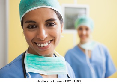 Woman Wearing Scrubs Smiling Hospital Room Stock Photo (Edit Now) 120171193