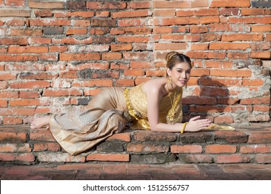 Woman Wearing Typical Thai Dress