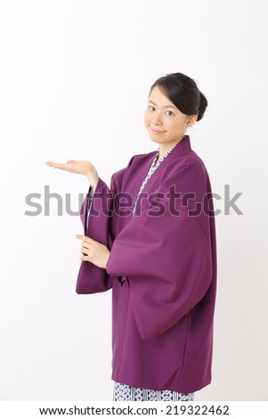 The woman wearing a Yukata 
