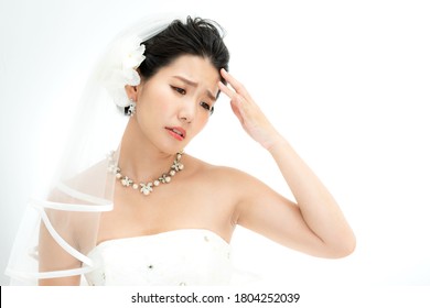 Woman in Wedding Dress in trouble