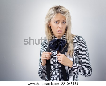 Woman with weird expression