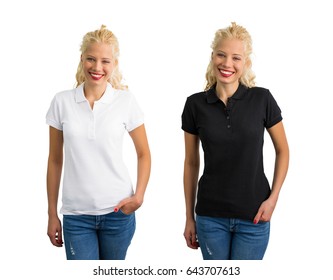 Woman In White And Black Polo Shirt