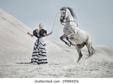 Woman with a white horse 