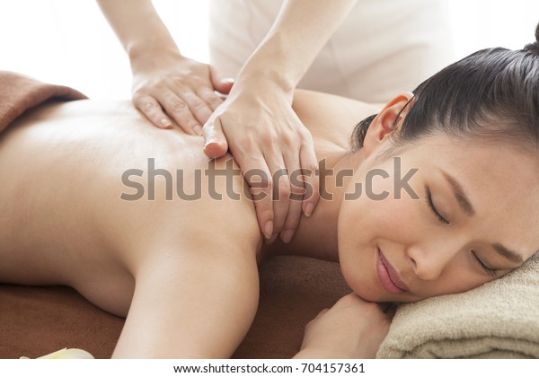 Young Beautiful Woman Enjoying Back Massage Stock Photo 641732491 |  Shutterstock
