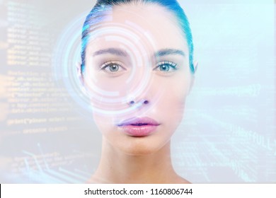 Woman Who Uses High Technology Futuristic Stock Photo 1160806744 ...