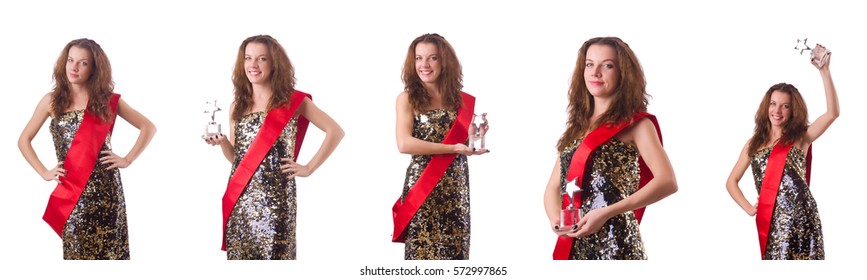 Woman Winning Beauty Contest Stock Photo (Edit Now) 572997865