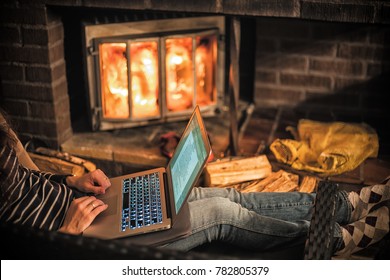 Laptop Fireplace Stock Photos Images Photography Shutterstock