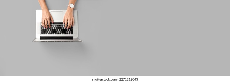 Woman working in modern office. Top view - Powered by Shutterstock