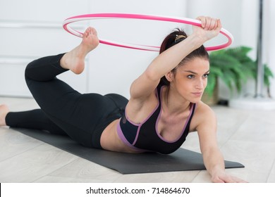 Woman Working Out With Hoola Hoop