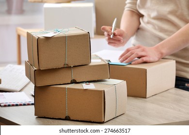 Woman working in post office