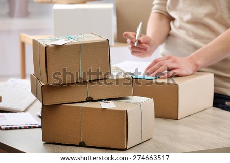 Woman working in post office