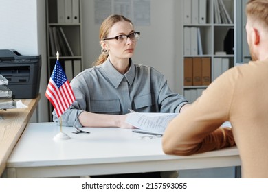 Woman Working In US Embassy - Shutterstock ID 2157593055