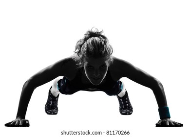 Woman Workout Fitness Posture Body Building Exercise Exercising On Studio Isolated White Background