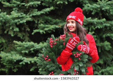 Woman with a wreath looking back to copy space area - Powered by Shutterstock