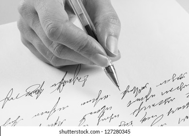 Woman Writes A Handwritten Letter