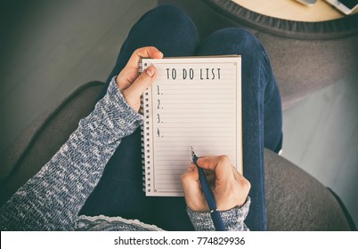 The Woman Is Writing The To Do List