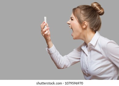 Woman Yelling Into The Phone