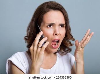 Woman Is Yelling At Phone