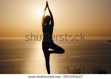 Similar – Image, Stock Photo Women doing pilates on the beach