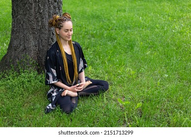 Woman Yogi Dreadlocks Stretching Doing Practicing Stock Photo ...