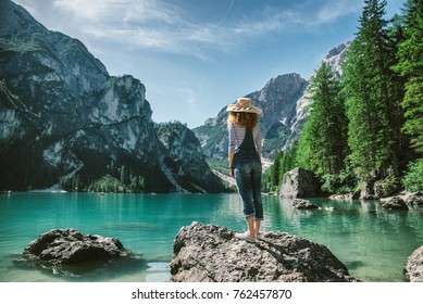 Woman  - Young Girl Exploring The Nature