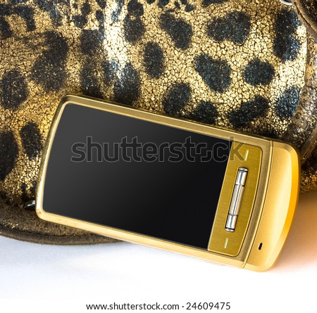 womanish handbag and mobile phone