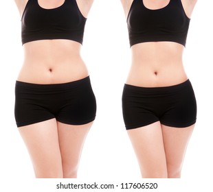 Woman's Body Before And After A Diet