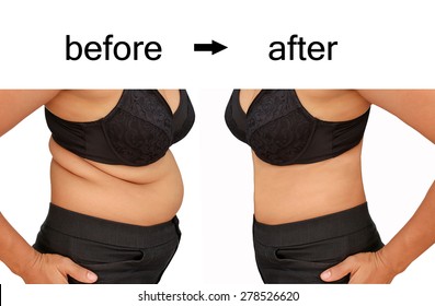 Woman's Body Before And After A Diet