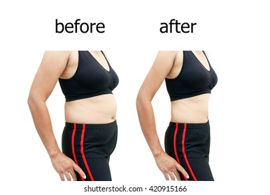 Woman's Body Before And After A Diet