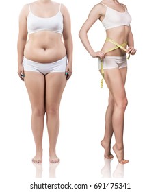 Woman's body before and after weight loss.