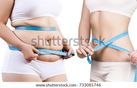 Woman's body before and after weight loss.
