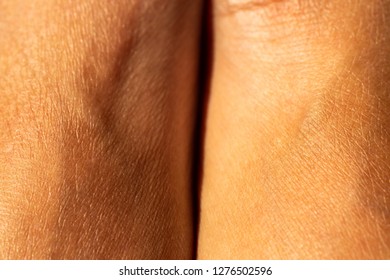 Woman's dry skin on leg, Close up & Macro shot, Asian Body skin part, Healthcare concept, Abstract background
