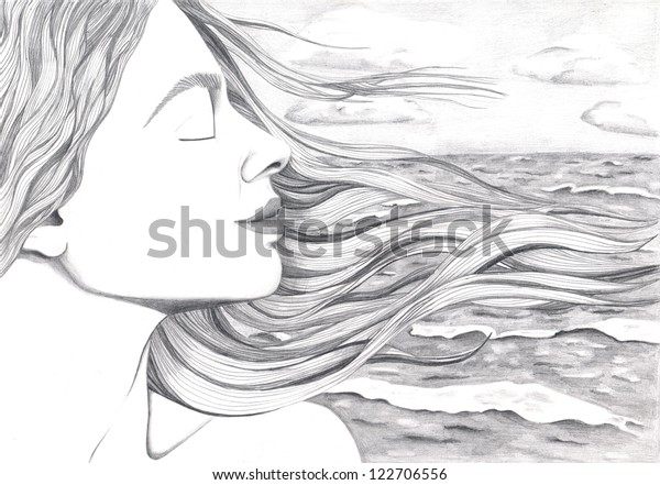 Womans Face Hair Streaming Wind On Stock Photo Edit Now