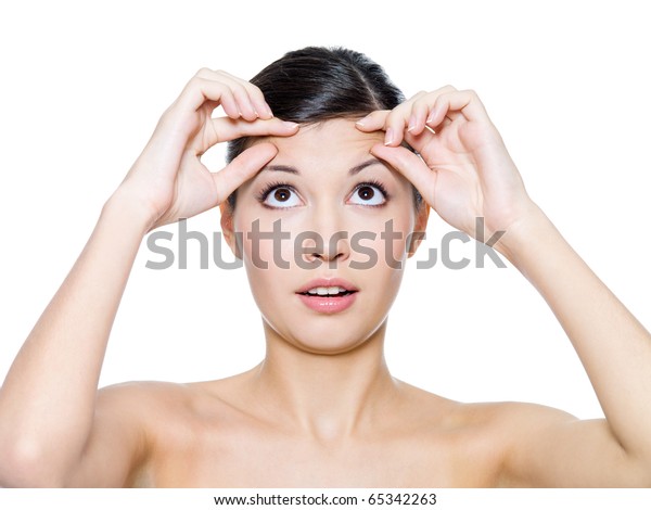 Womans Face Wrinkles On Her Forehead Stock Photo (Edit Now) 65342263