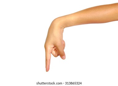 Woman's finger pointing or touching isolated on white background - Powered by Shutterstock