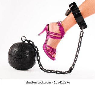 Woman's Foot With Prison Ball 