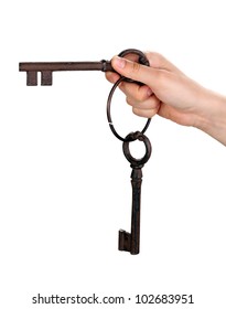 Womans Hand Holding Antique Key On Stock Photo (Edit Now) 102780983