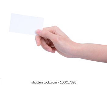 A Woman's Hand Holding A Card