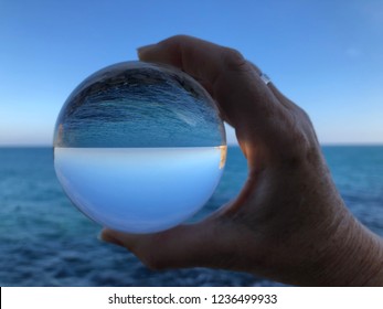 Womans Hand Holding Crystal Ball Looking Stock Photo 1236499933 ...