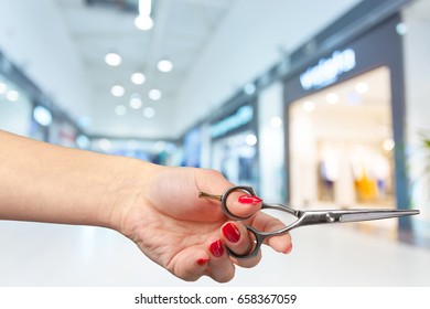 Womans Hand Holding Scissors Stock Photo Edit Now