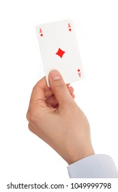Woman's with hand keeping playing card.