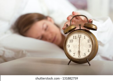 Woman's Hand Off The Alarm Clock, 6 Am