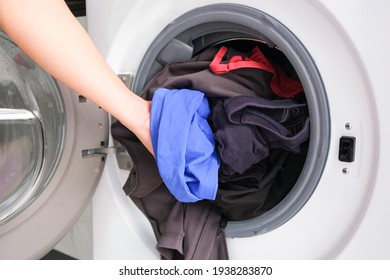 Womans Hand Pick Clothes Washing Machineclean Stock Photo 1938283870 ...